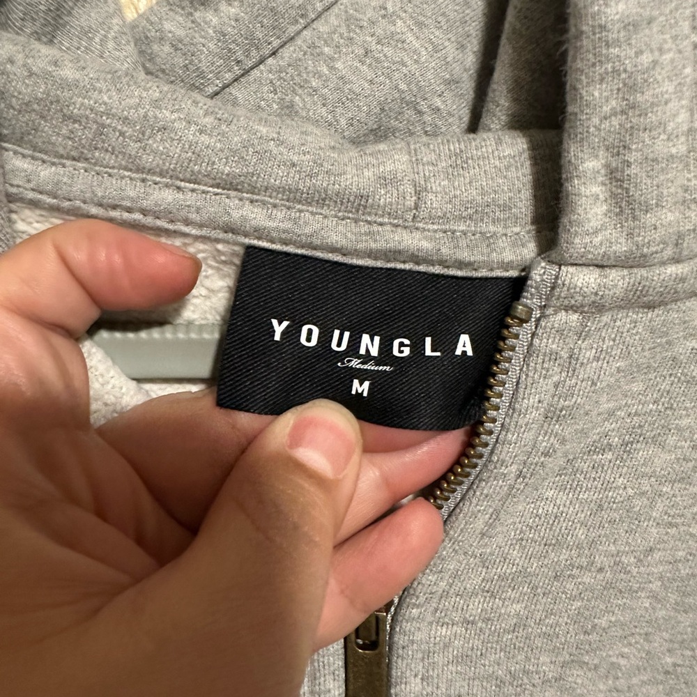 YoungLA Zip Up Hoodie Jacket Size Medium Full Zip Unisex 100% Cotton - Picture 7 of 7